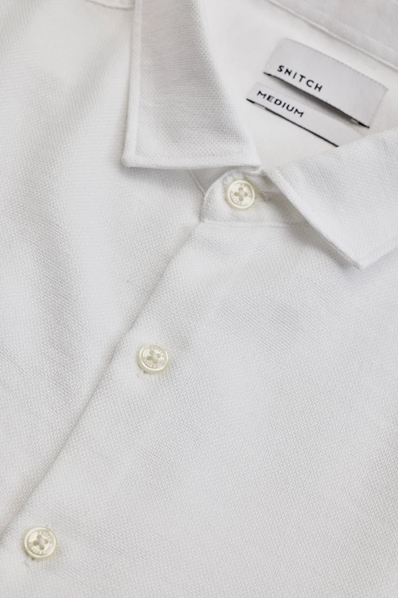 SNITCH White Textured Shirt